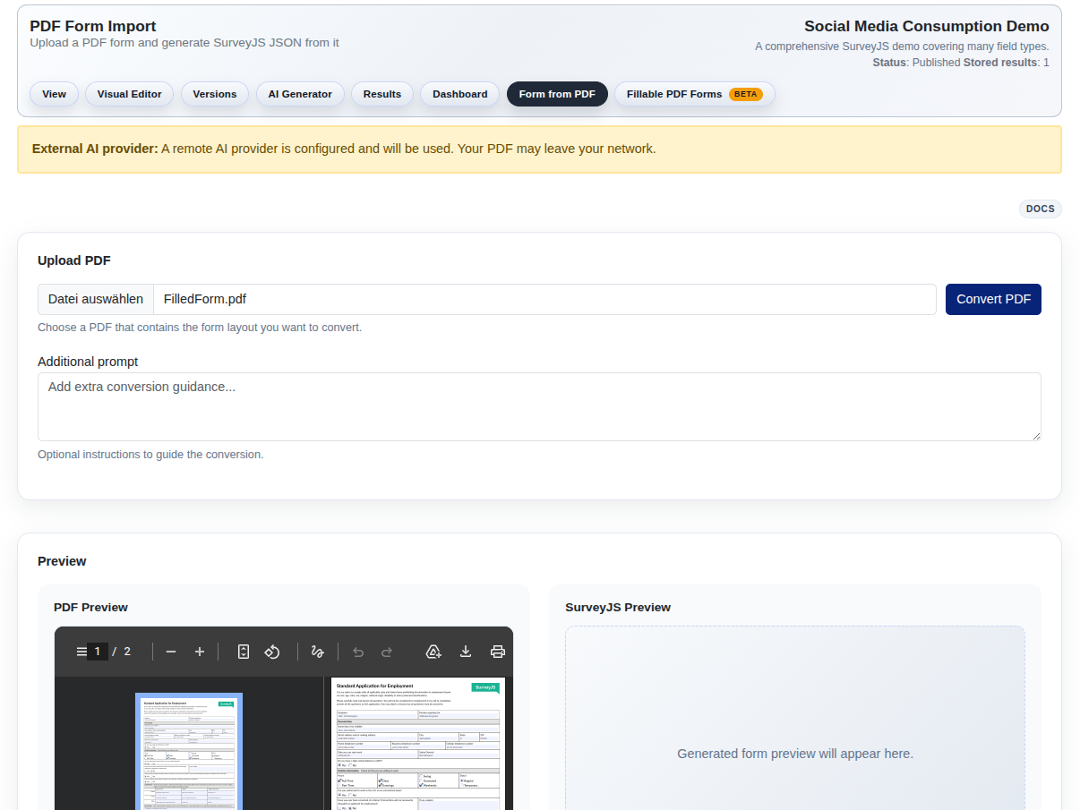 PDF import screenshot